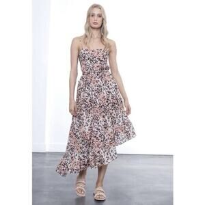 NWT Karina Grimaldi Anaii Cheetah Print Asymmetric Hem Maxi‎ Dress